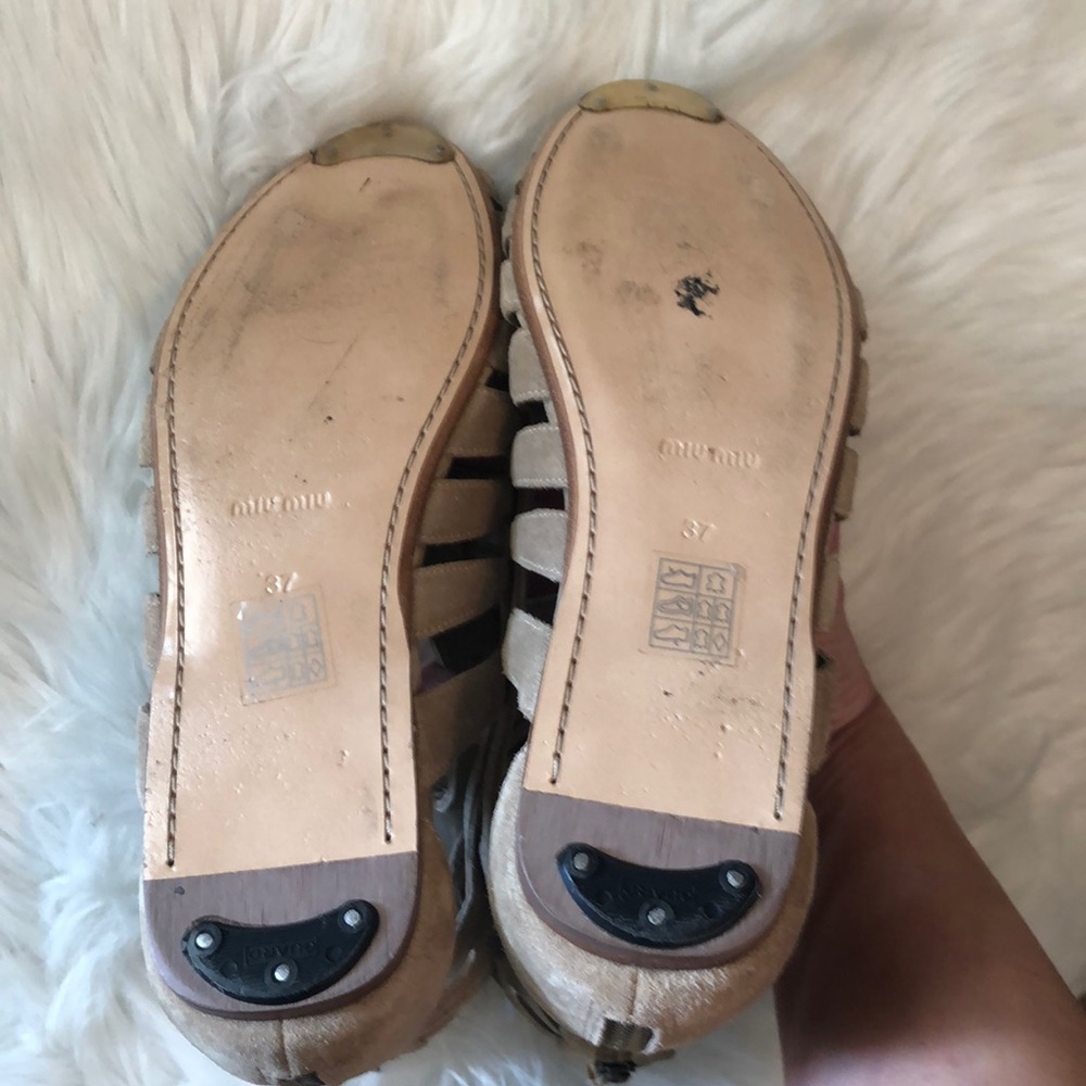 Miu Miu Tan Suede Gladiator Sandals - Picture 7 of 8